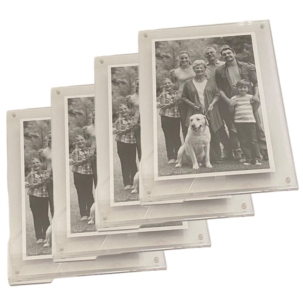 4 Pack Isaac Jacobs Acrylic Clear Frameless 6" x 4" Photo Frames with Stand